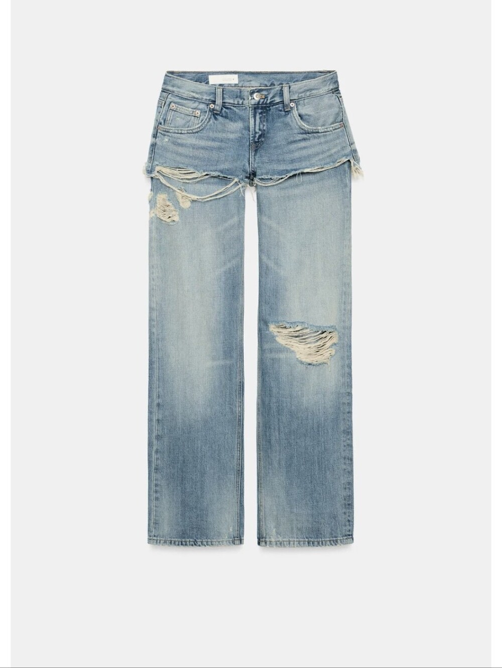 ZARA TRF LOW-RISE STRAIGHT JEANS WIRH DOUBLE-LAYER EFFECT